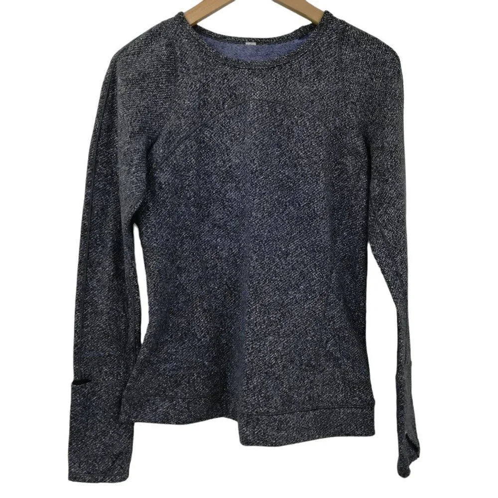 Lululemon Cypress Kiss Long Sleeve Size 10 Fusion Jacquard Black Violet Viola
